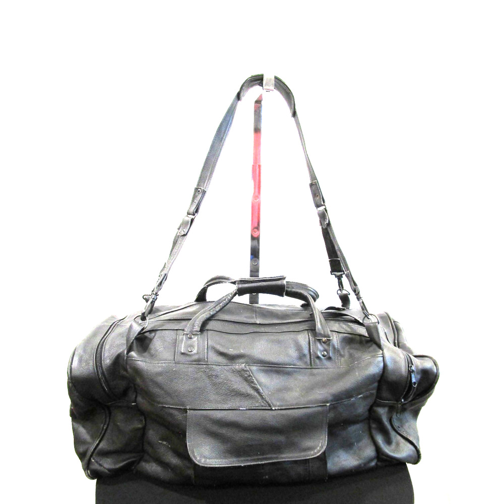 VTG Large 26" Extra Large Black Leather Soft Side Travel Duffel Bag